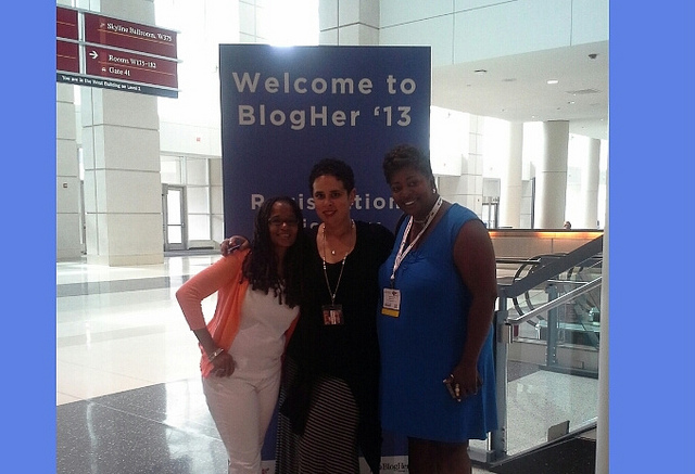Connecting with new friends Pauline Campos and Sherri Good at the BlogHer 13 Expo Hall on July 25 at the McCormick Place in Chicago, IL