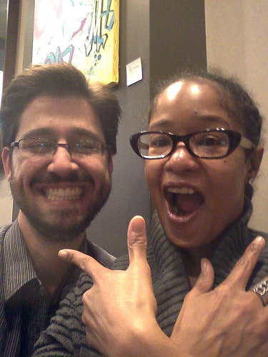 Jason Nellis and Ananda having fun  hanging out at Tynan Coffee and Tea