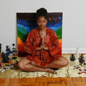 Ananda with her yoga and chakra inspired art